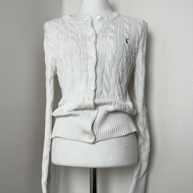 폴로 케이블 가디건 화이트 (신형)