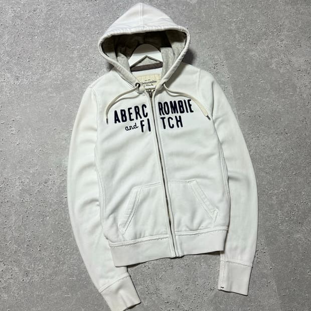 아베크롬비 빅로고 화이트 후드집업