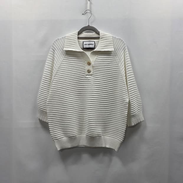 0178 [칼 라거펠트]라비에라 카라 화이트 골지 니트 66