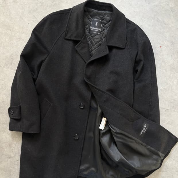 Yves Saint Laurent 입생로랑 블랙 캐시미어 블렌드 코트