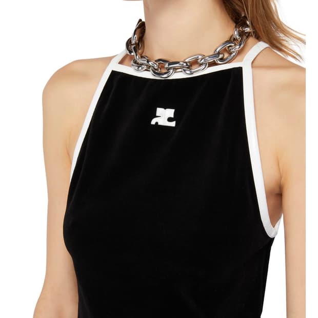 꾸레쥬 콘트라스트 벨벳원피스 0 새상품 courreges velour