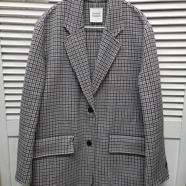 스튜디오톰보이 하운드투스체크 울 코트