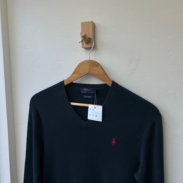 15819 - 폴로 랄프로렌 블랙 브이넥 니트 (피마 코튼)