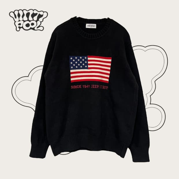 JEEP SPIRIT 성조기 니트 S 블랙