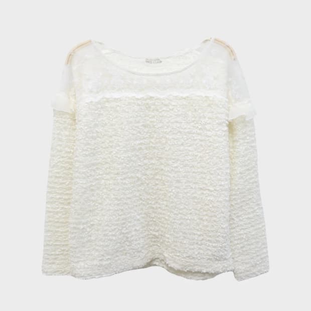 NICE CLAUP 레이스 오프숄더 블라우스 64428