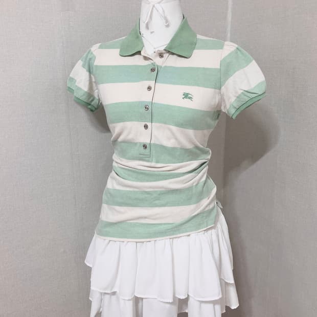 버버리 블루라벨 그린 카라티셔츠 38