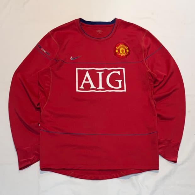 나이키 08-09 맨유 AIG 트레이닝 탑 맨투맨 레드