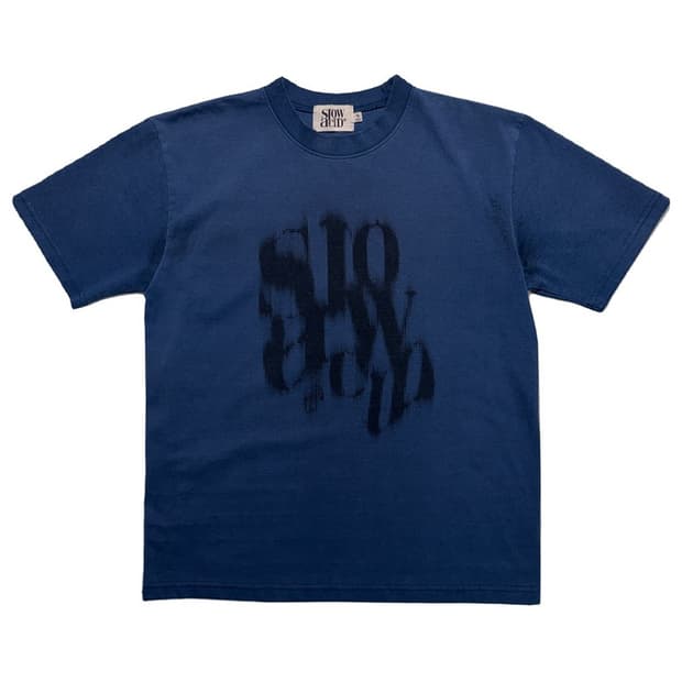 슬로우애시드 블러리 로고 반팔 티셔츠 딥블루 S
