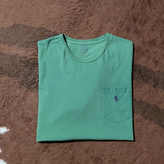 폴로 랄프로렌 남성용 톤다운 그린 반팔티(L)