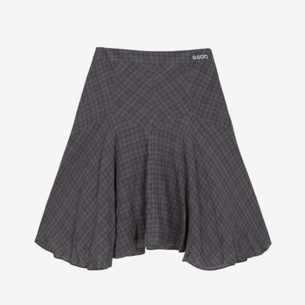 ASON LONDON CHECK MIDI SKIRT / PURPLE