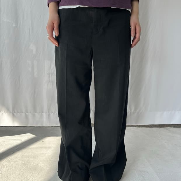 버튼 블랙 팬츠 