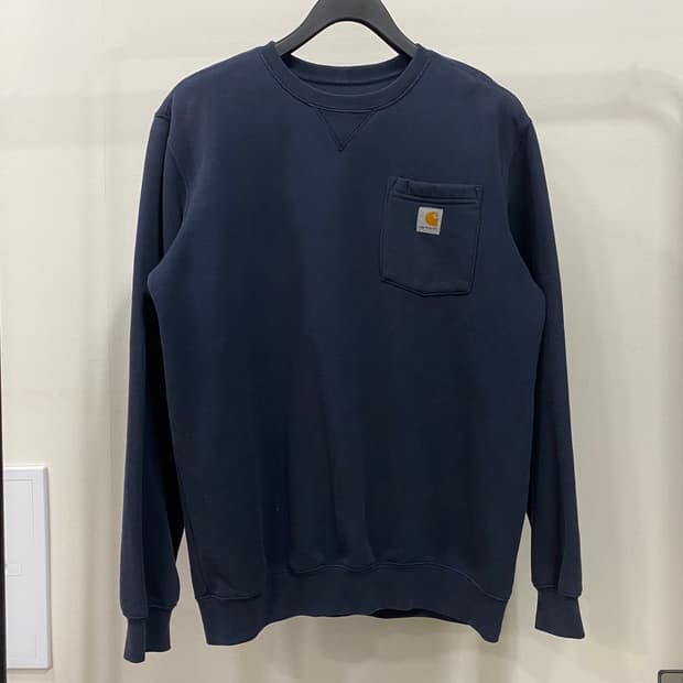 칼하트 포켓 기모 맨투맨 네이비