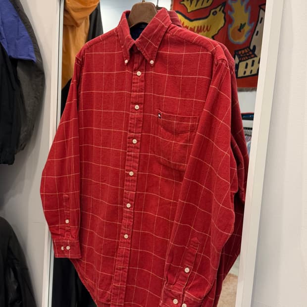 90s Tommy Hilfiger 타미힐피거 코튼 플란넬 체크 셔츠