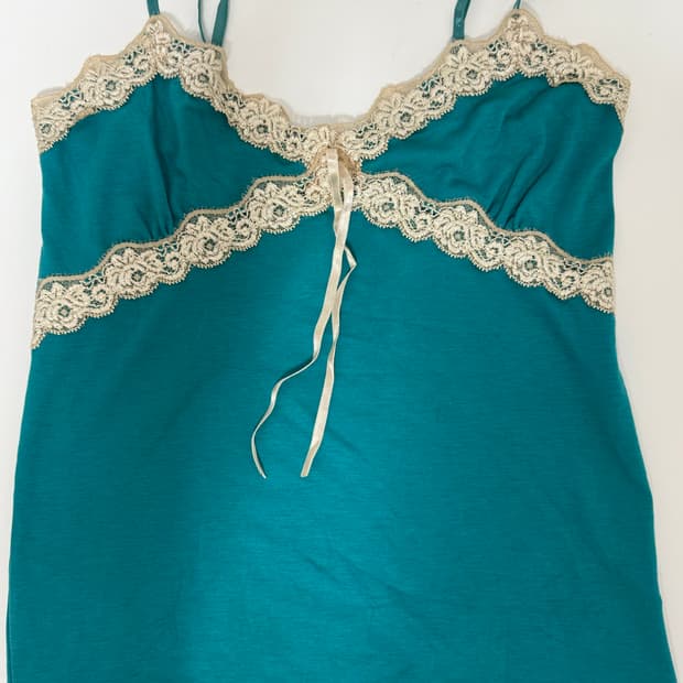 민트 청록 빈티지 슬리브리스