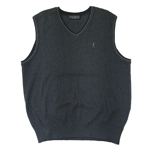 CK034 L 입생로랑 90s 한국판 차콜 조끼 베스트