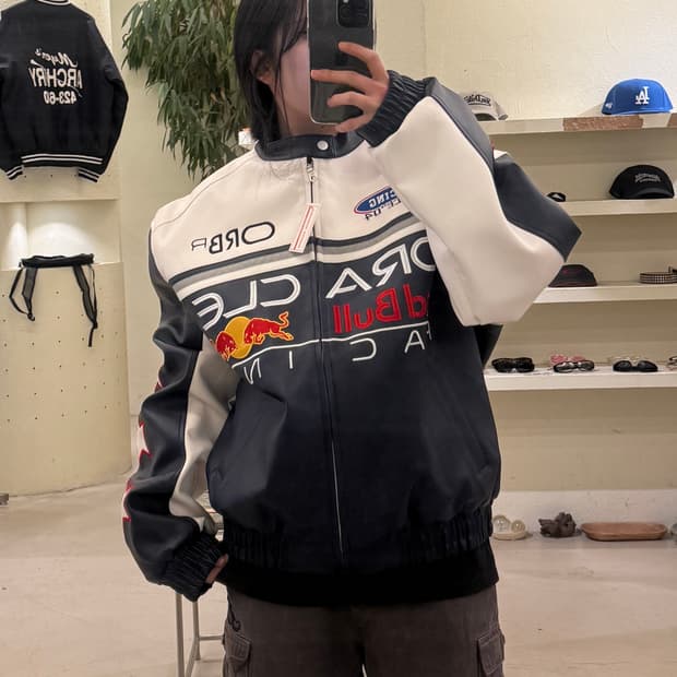 빈티지 레드불 레이싱 레더 자켓 U392