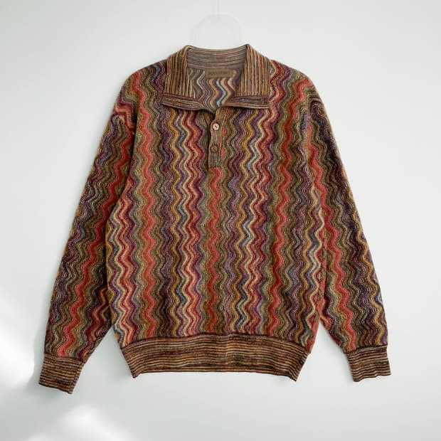 F2 마시모 MASSIMO 빈티지 패턴 카라 니트 105사이즈