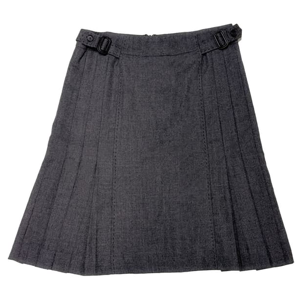 그레이 플리츠 미디 스커트