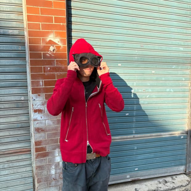 씨피컴퍼니 울 니트 고글 집업 자켓