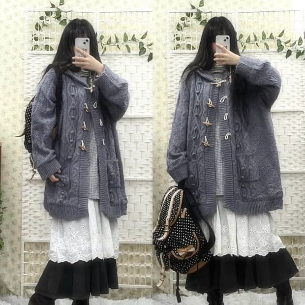 페어리걸 모리 겨울 셋 (떡코 치마 목폴라)