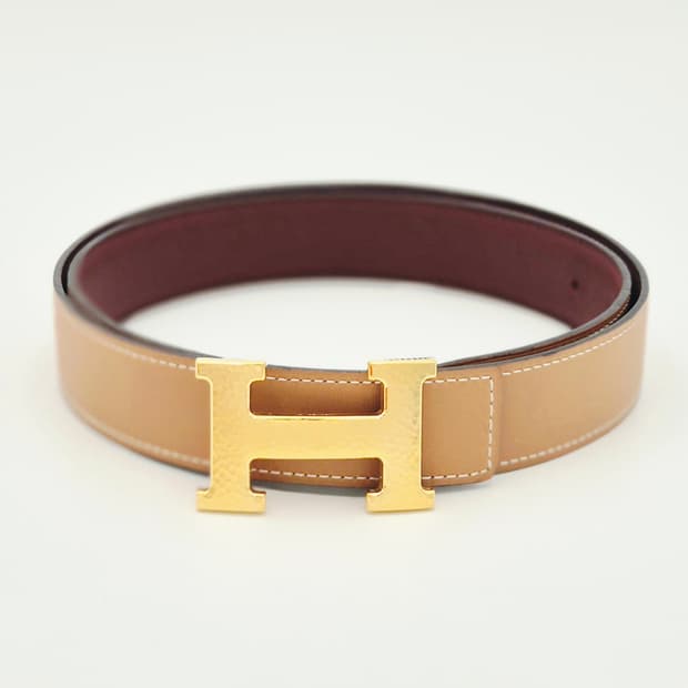 에르메스 해머드 금장 H 버클 벨트