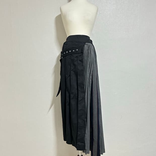 오즈온깔 kOhAKU 배색 레이어드 벨트 롱스커트