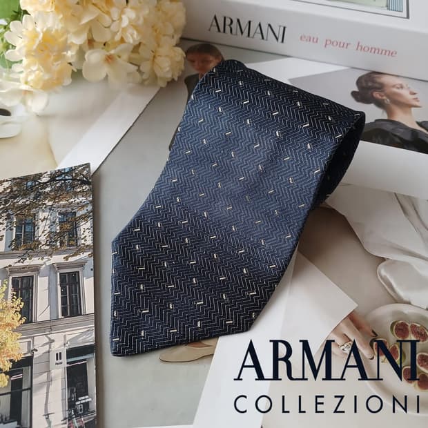 아르마니 꼴레지오니 실크 지그재그 넥타이 10cm A~B등급 A19515