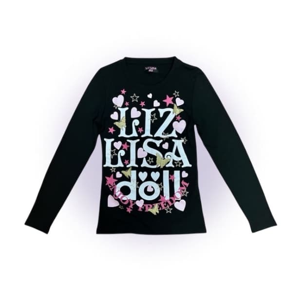 리즈리사 LizLisa 빅 로고 프린팅 슬리브 티셔츠 갸루 오네히메