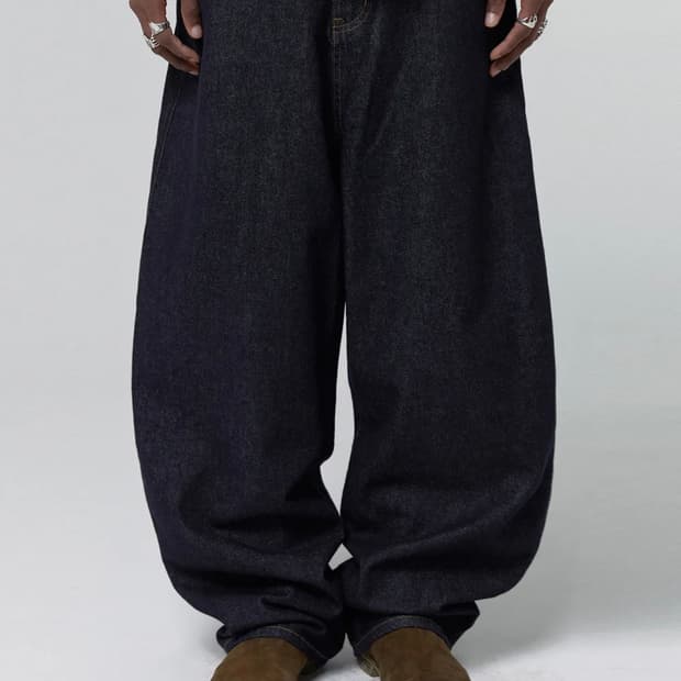 스웨이드 배기팬츠 [RAW INDIGO]