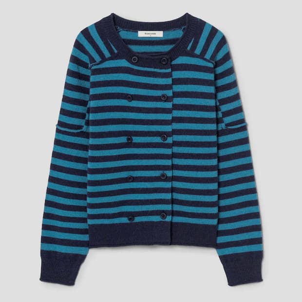 에잇세컨즈 더블버튼 가디건 스트라이프