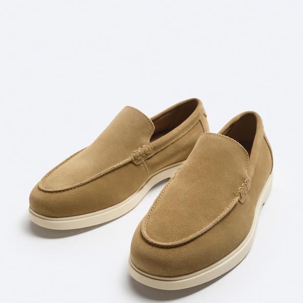 자라 스플릿 스웨이드 로퍼 카멜 