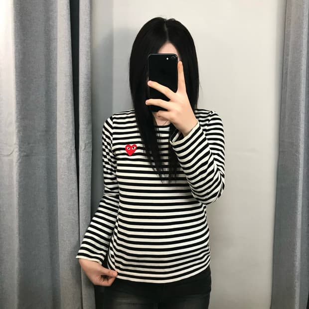 [정품]꼼데가르송 스트라이프 긴팔 티셔츠