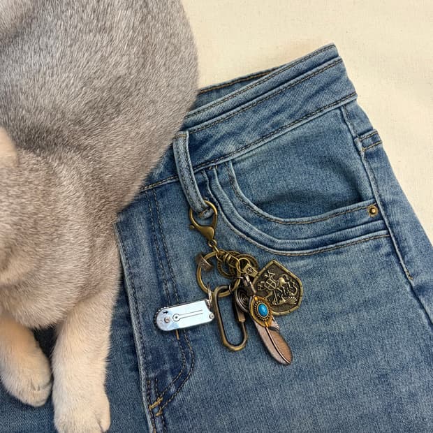 터키석 & 실드 빈티지 키링