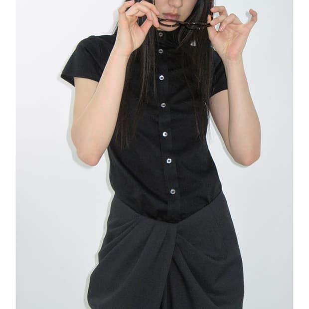 리포스 저지 실켓 반팔 셔츠 블랙 M