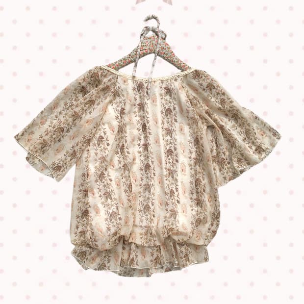 보태니컬 쉬폰 반팔 블라우스