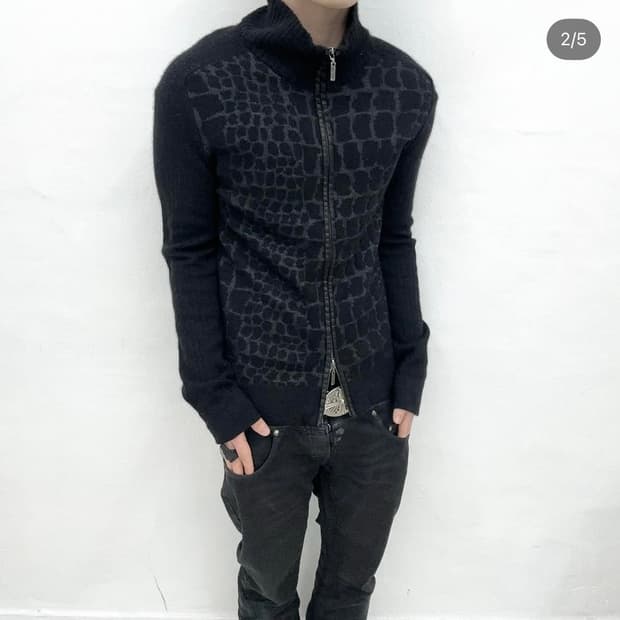 "Python pattern knit zip jacket"