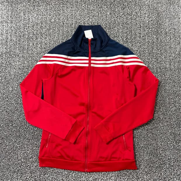 빈티지9. (3.1절 할인!) 아디다스 배색 라인 져지 레드 네이비 자켓