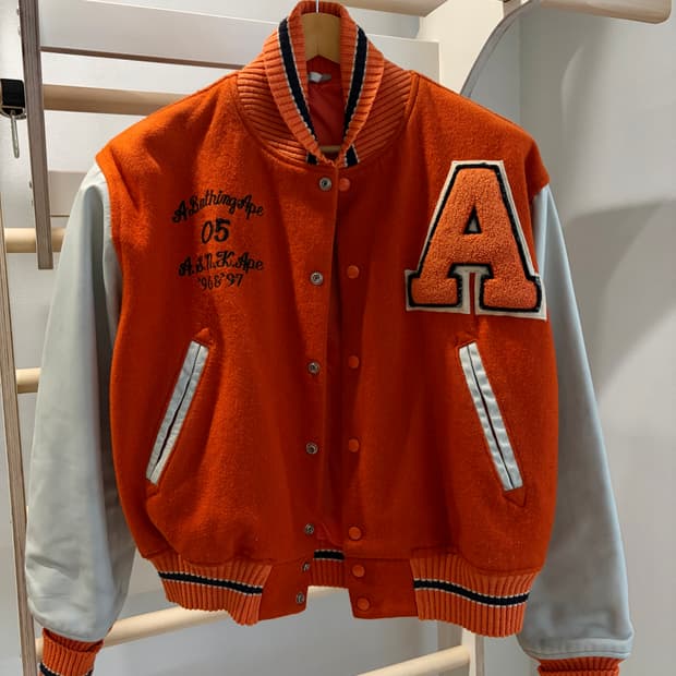 A Bathing Ape 오렌지 바시티 자켓