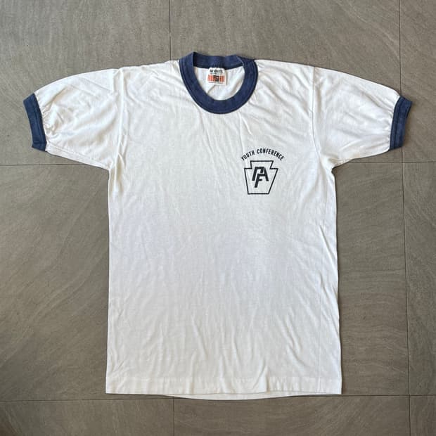 90s 90년대 미국 생산 빈티지 링거 반팔 티셔츠 링거티