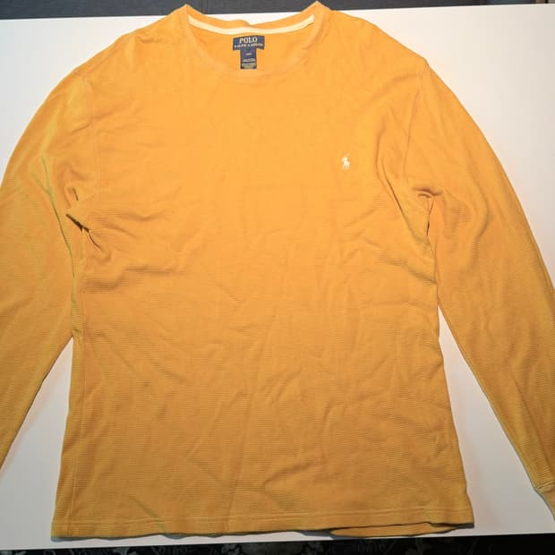 폴로 랄프로렌 옐로우 와플 긴팔 티셔츠 남성 L