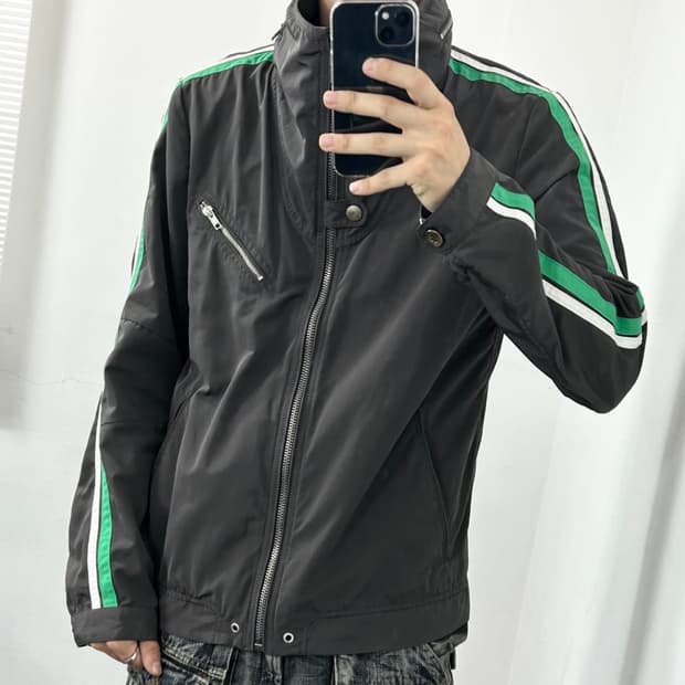 디젤 사이드 트랙 하이넥 폴리쉘 바이커 자켓