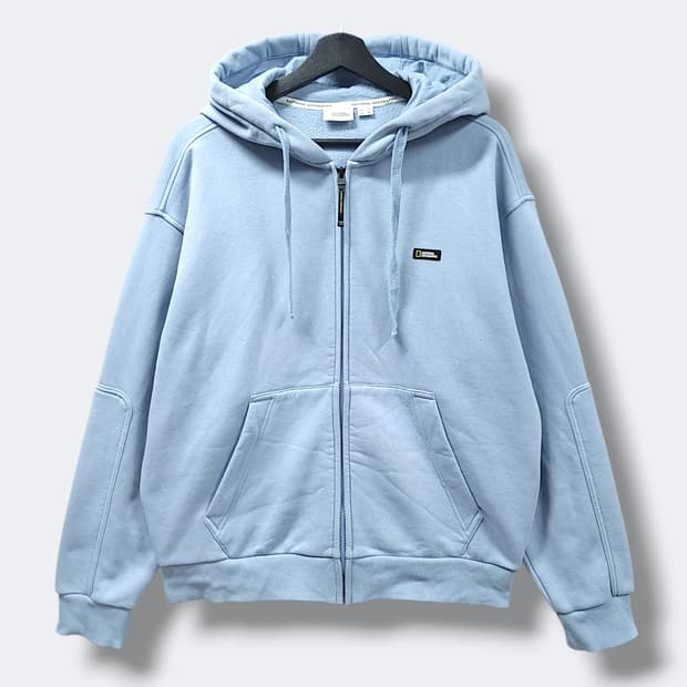 [M] 내셔널지오그래픽 스톰 블루 컴포터블 오버핏 후드집업