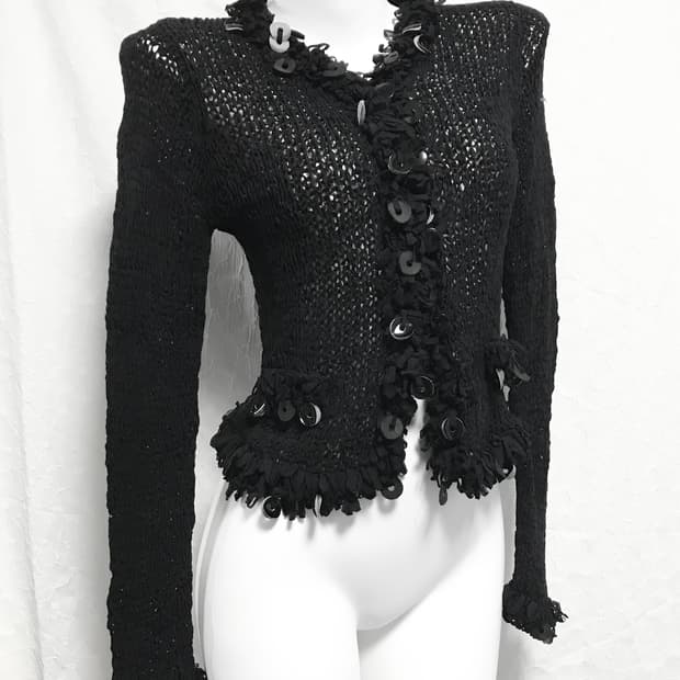 빈티지 hiroko bis 버튼 디테일 네트 가디건