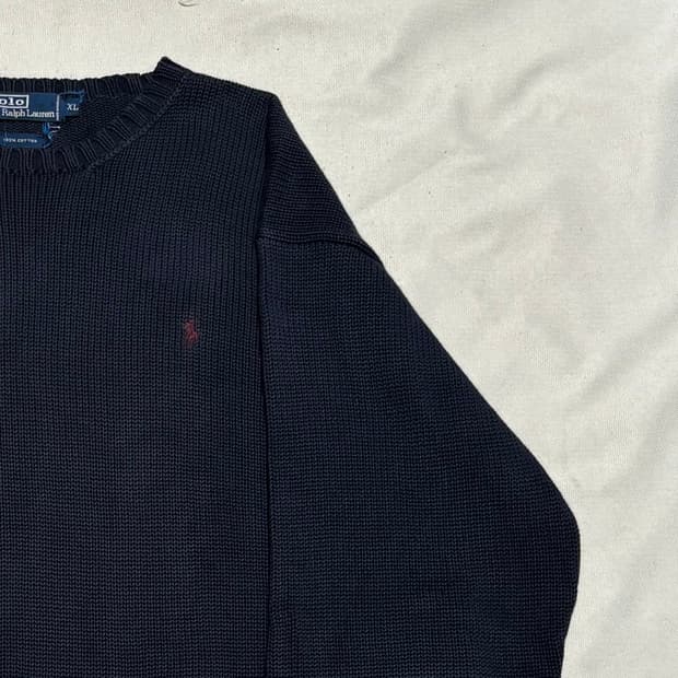 XL 폴로랄프로렌 버건디 포니 코튼 네이비 니트