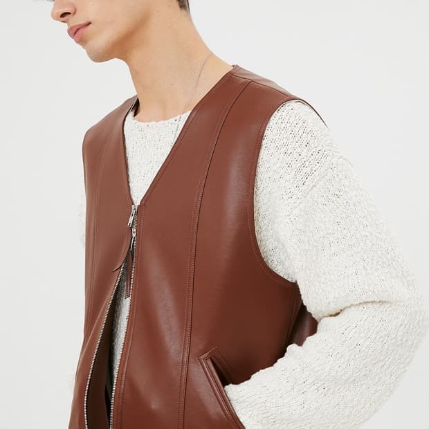 문선 투웨이 집업 레더 베스트