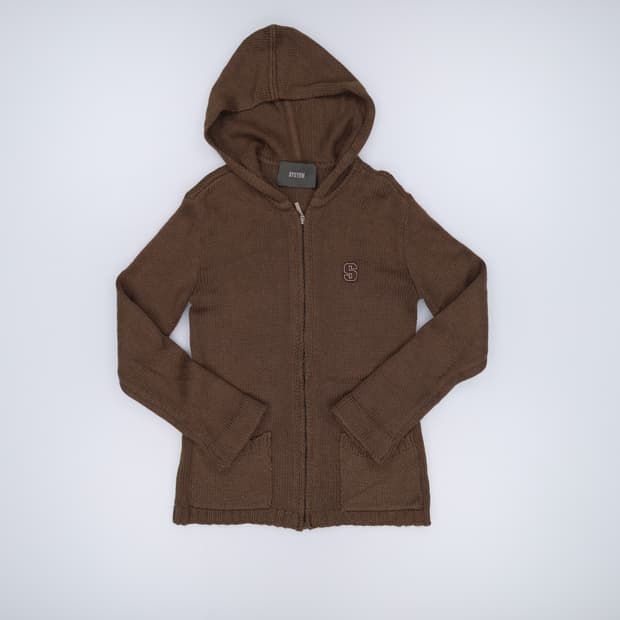 실측확인 시스템 니트 후드 집업 0227M