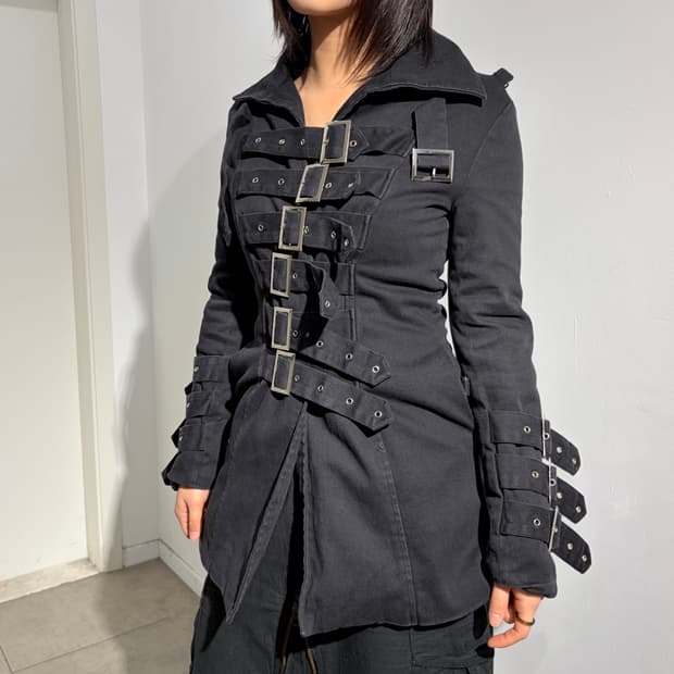 punk rave 멀티 버클 스트랩 고딕 펑크자켓