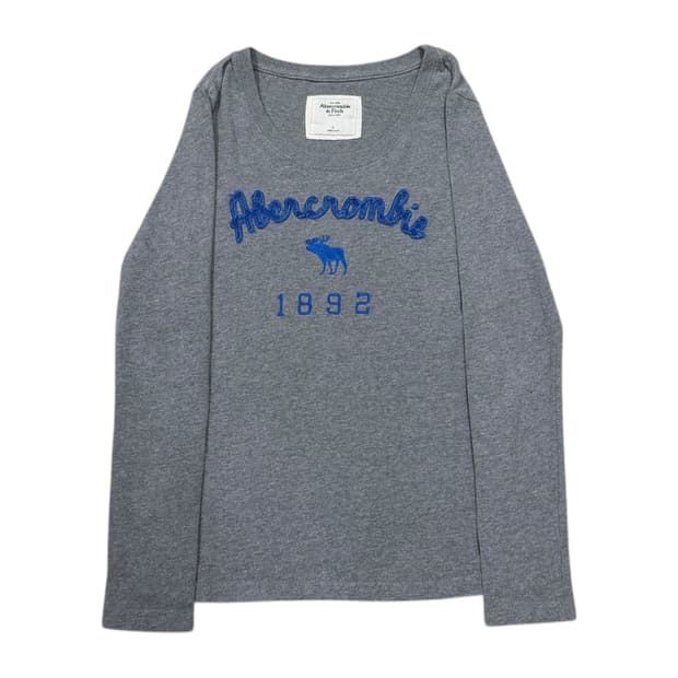 아베크롬비 빈티지 우먼 딱붙핏 스펠로고 그레이 슬리브 긴팔티 L