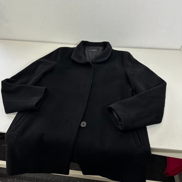 우먼M 시스템 블랙 히든버튼 울 싱글코트