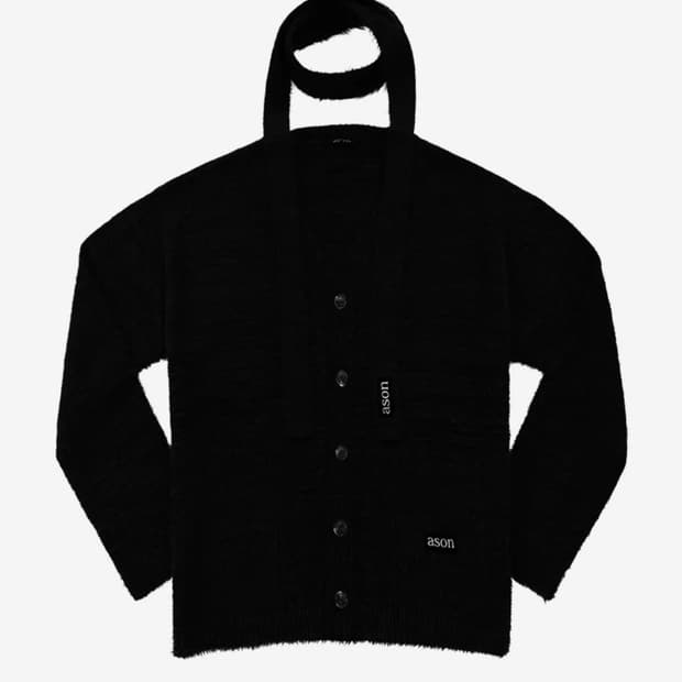 애즈온 루카 타이 가디건 블랙